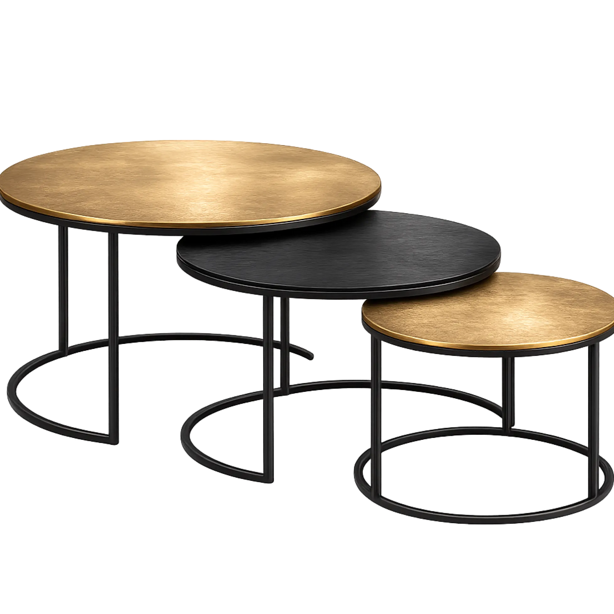 Tables basses gigognes noir et or (lot de 3) KANO