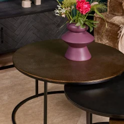 Tables basses gigognes noir et or (lot de 3) KANO