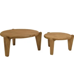 Tables basses rondes gigognes en teck recyclé ORIA