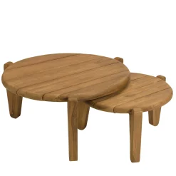 Tables basses rondes gigognes en teck recyclé ORIA