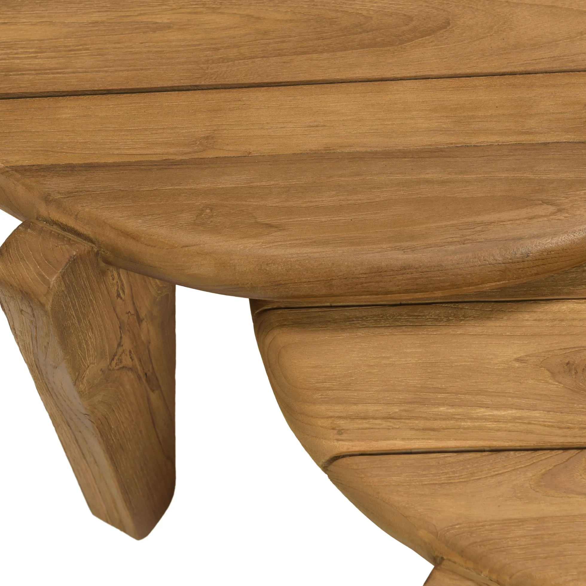 Tables basses rondes gigognes en teck recyclé ORIA