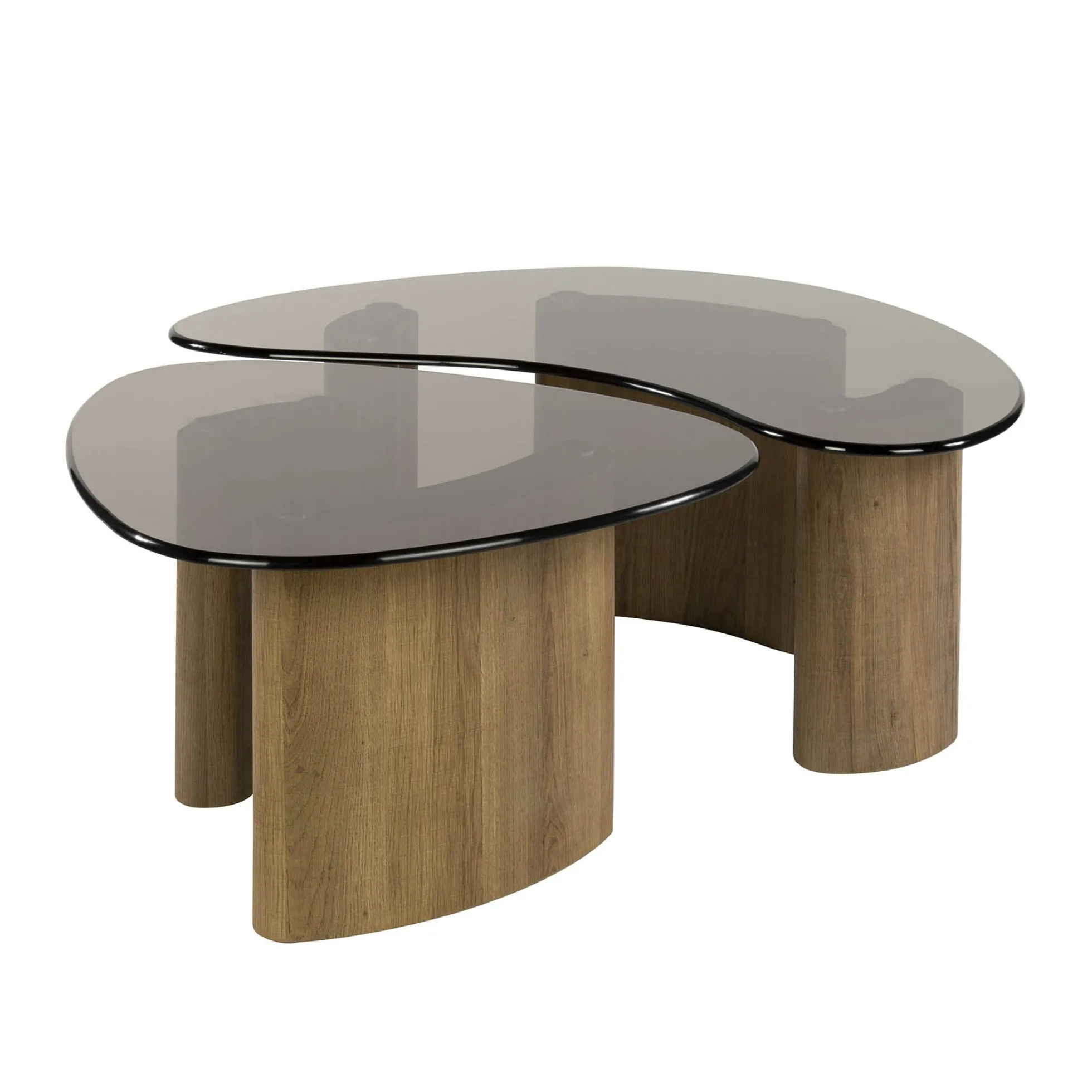 Tables salon verre fumé, design organique (lot de 2) MILOS