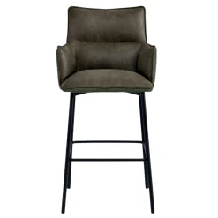 Tabouret bar bi-matière vert avec dossier (lot de 2) KERALA