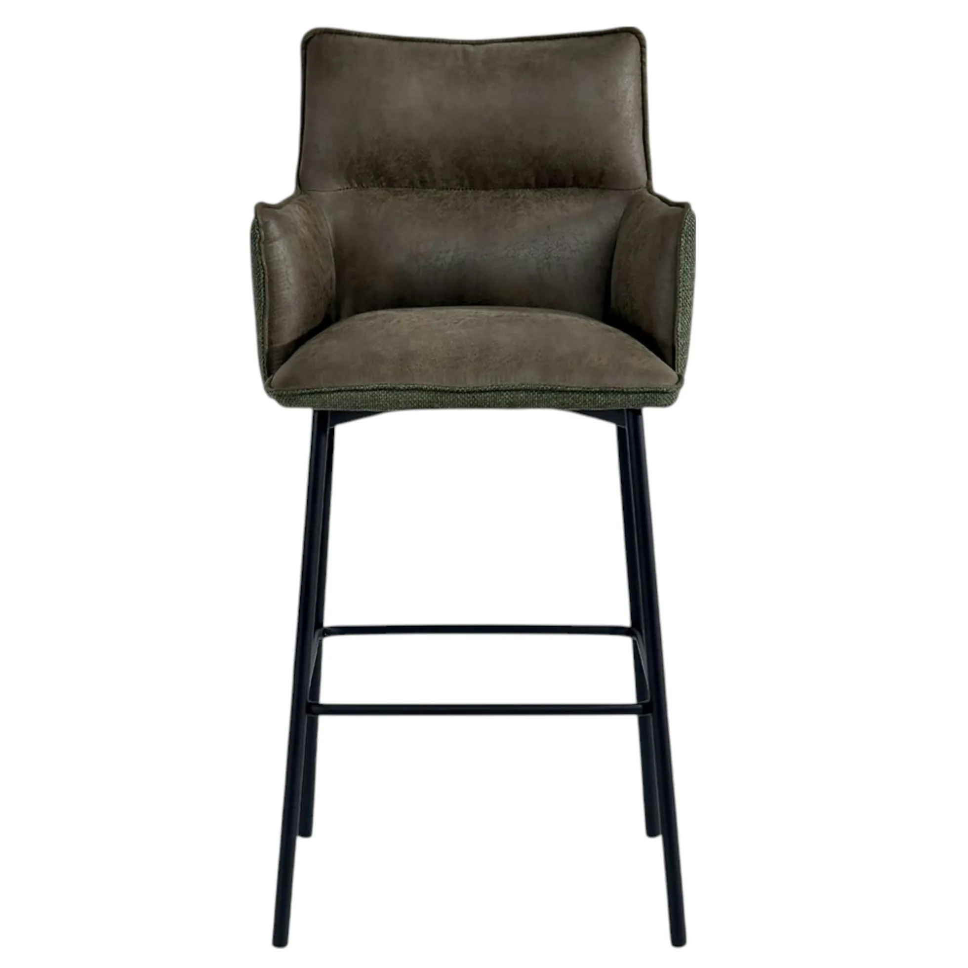 Tabouret bar bi-matière vert avec dossier (lot de 2) KERALA