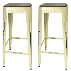 Tabouret bar jaune (lot de 2) LEEDS