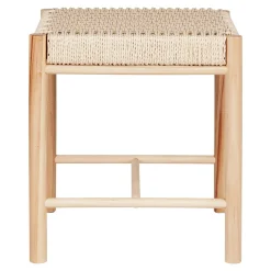 Tabouret bas carré en bois clair et corde tressée TALLINN