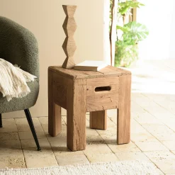 Tabouret / bout de canapé pin recyclé DENVER