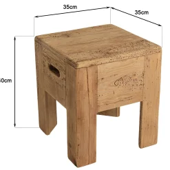 Tabouret / bout de canapé pin recyclé DENVER