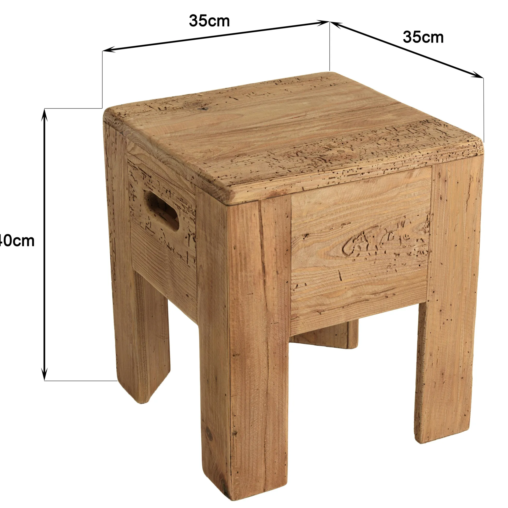 Tabouret / bout de canapé pin recyclé DENVER