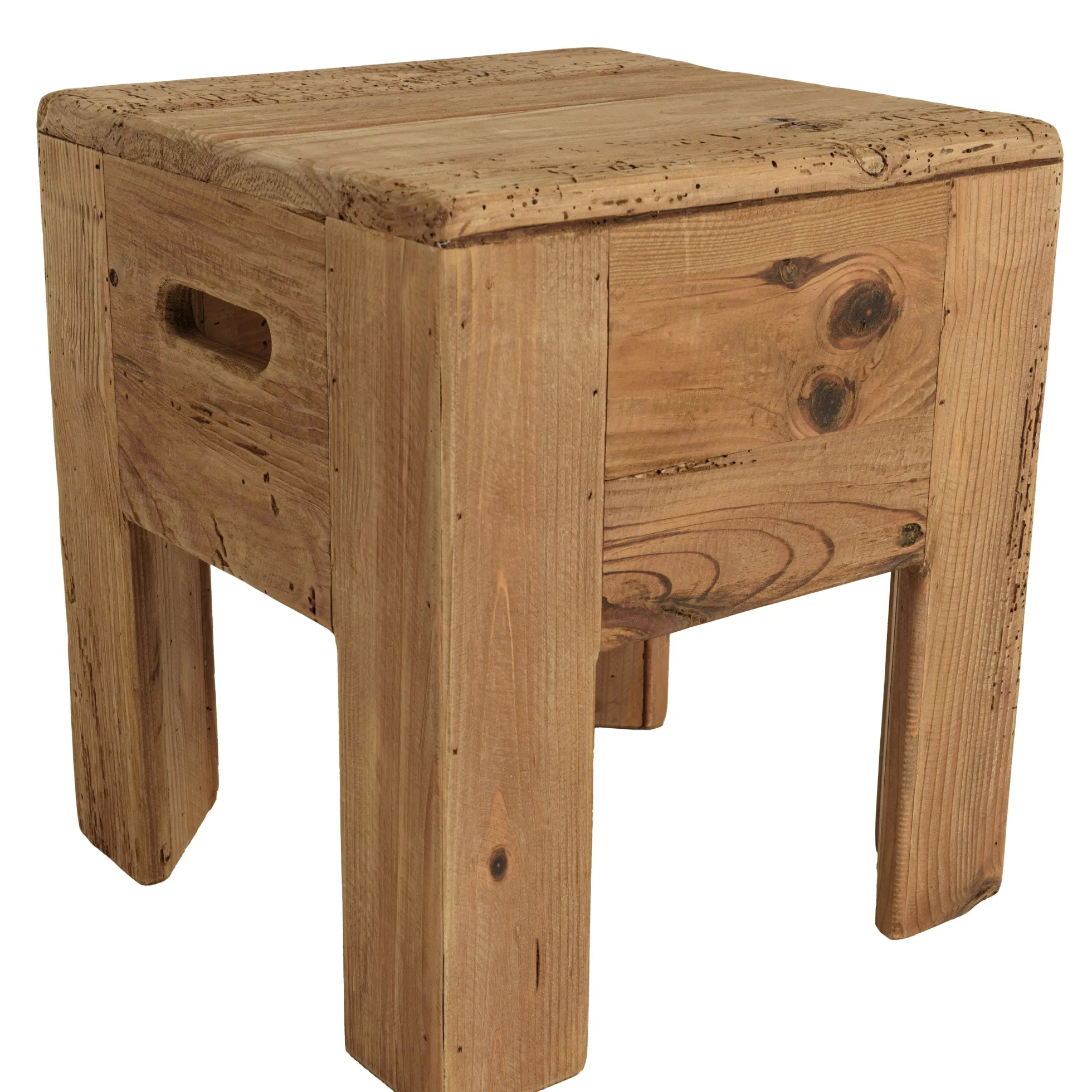 Tabouret / bout de canapé pin recyclé DENVER
