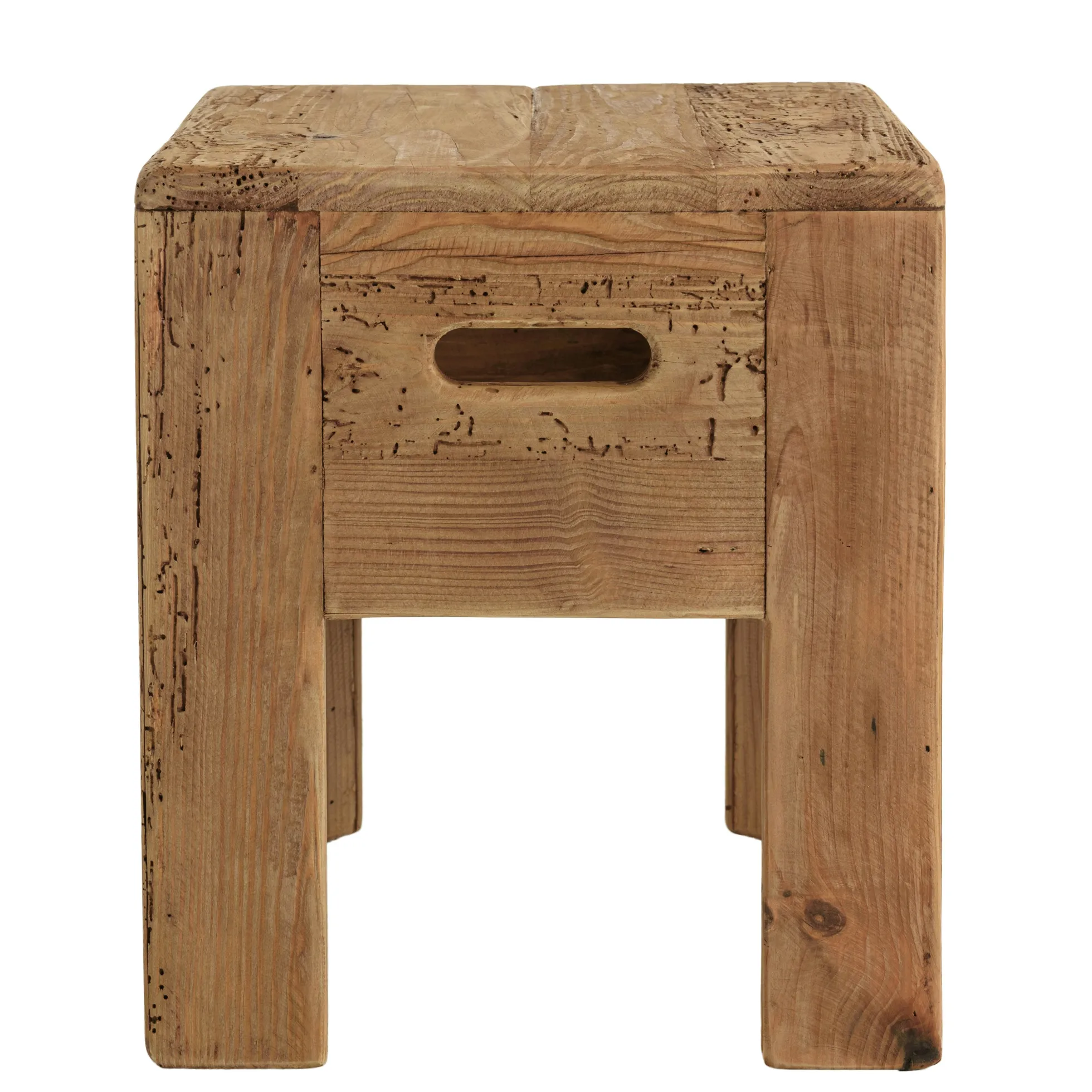Tabouret / bout de canapé pin recyclé DENVER