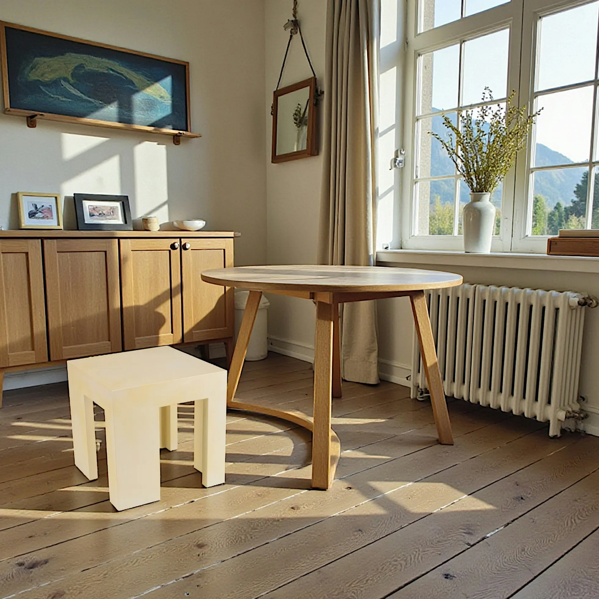 Tabouret carré en béton beige BRASILIA