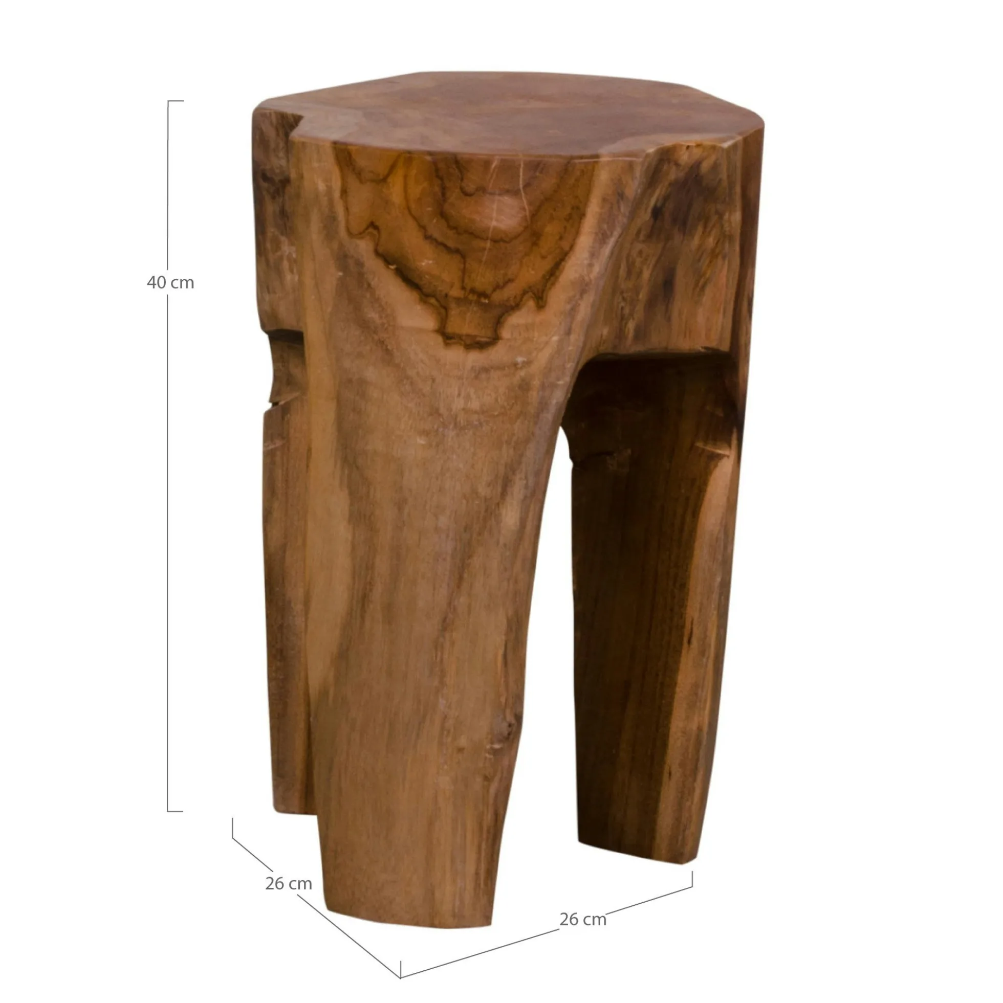 Tabouret chevet en bois de teck - 3 pieds ARIZONA