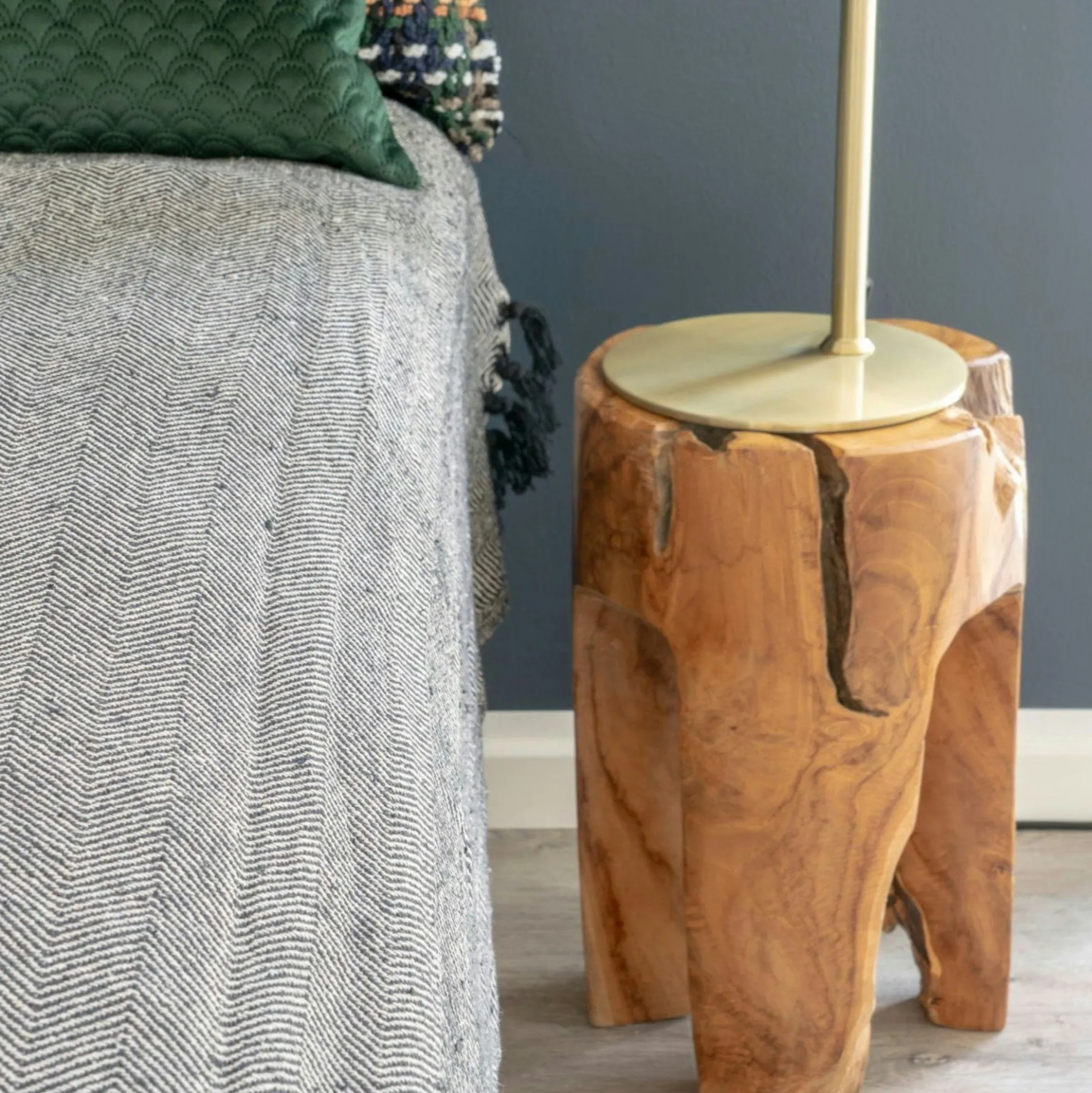 Tabouret chevet en bois de teck - 3 pieds ARIZONA