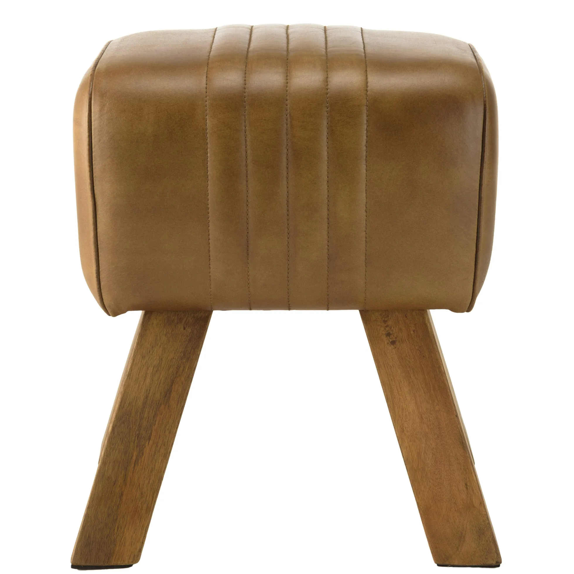 Tabouret cuir havane pieds en bois TIM
