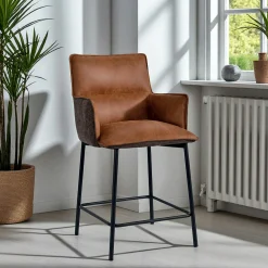 Tabouret de bar bi-matière marron (lot de 2) KERALA