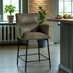 Tabouret de bar bi-matière vert (lot de 2) KERALA