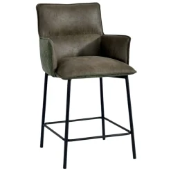 Tabouret de bar bi-matière vert (lot de 2) KERALA