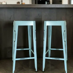 Tabouret de bar bleu (lot de 2) LEEDS