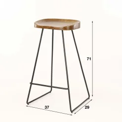 Tabouret de bar bois massif métal MELBOURNE