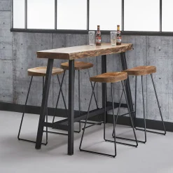 Tabouret de bar bois massif métal MELBOURNE