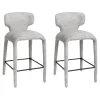Tabouret de bar design en tissu gris avec dossier (x2) TULSA