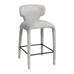 Tabouret de bar design en tissu gris avec dossier (x2) TULSA