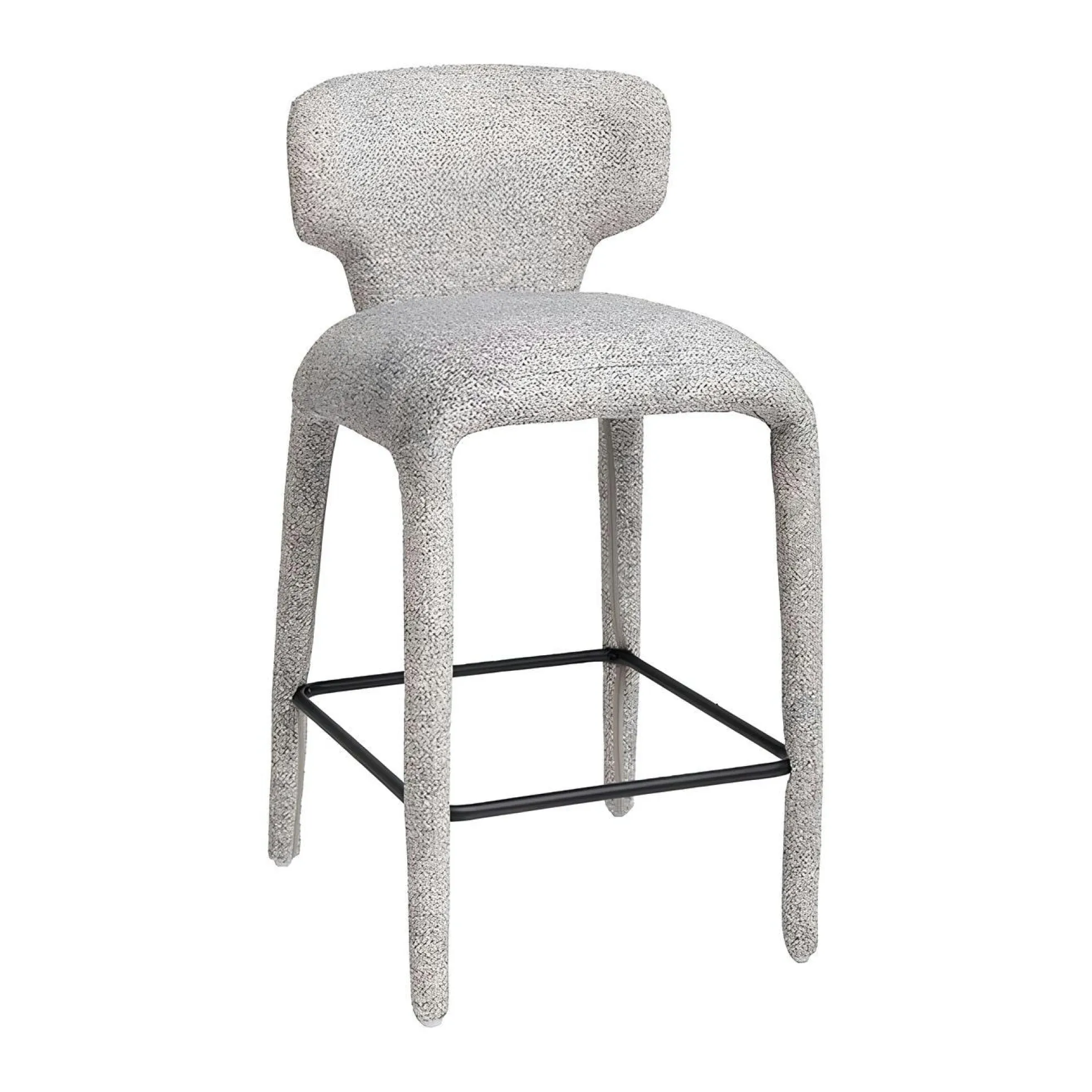 Tabouret de bar design en tissu gris avec dossier (x2) TULSA