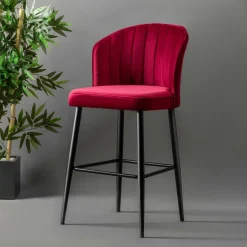 Tabouret de bar en velours rouge 65 cm (lot de 2) ROSARIO