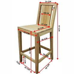Tabouret de bar Hévéa 42x46x97 GALA