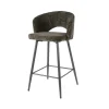 Tabouret de bar marron en velours tissé avec dossier ouvert (lot de 2) GALWAY