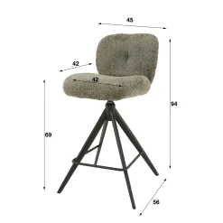 Tabouret de bar pivotant en bouclette taupe (lot de 2) GALWAY
