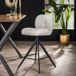 Tabouret de bar pivotant en bouclette grise (lot de 2) GALWAY