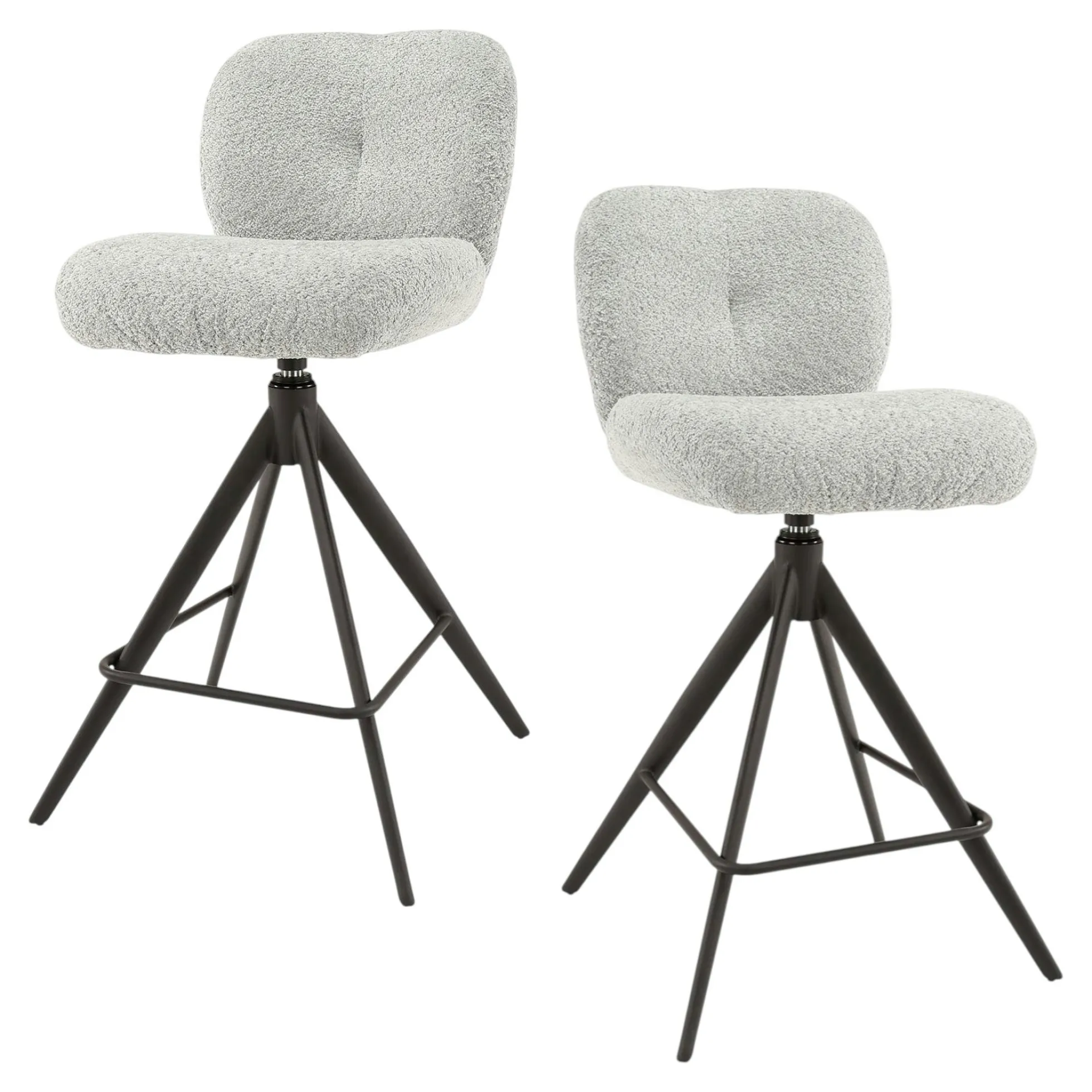 Tabouret de bar pivotant en bouclette grise (lot de 2) GALWAY