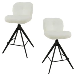 Tabouret de bar pivotant en bouclette blanche (lot de 2) GALWAY