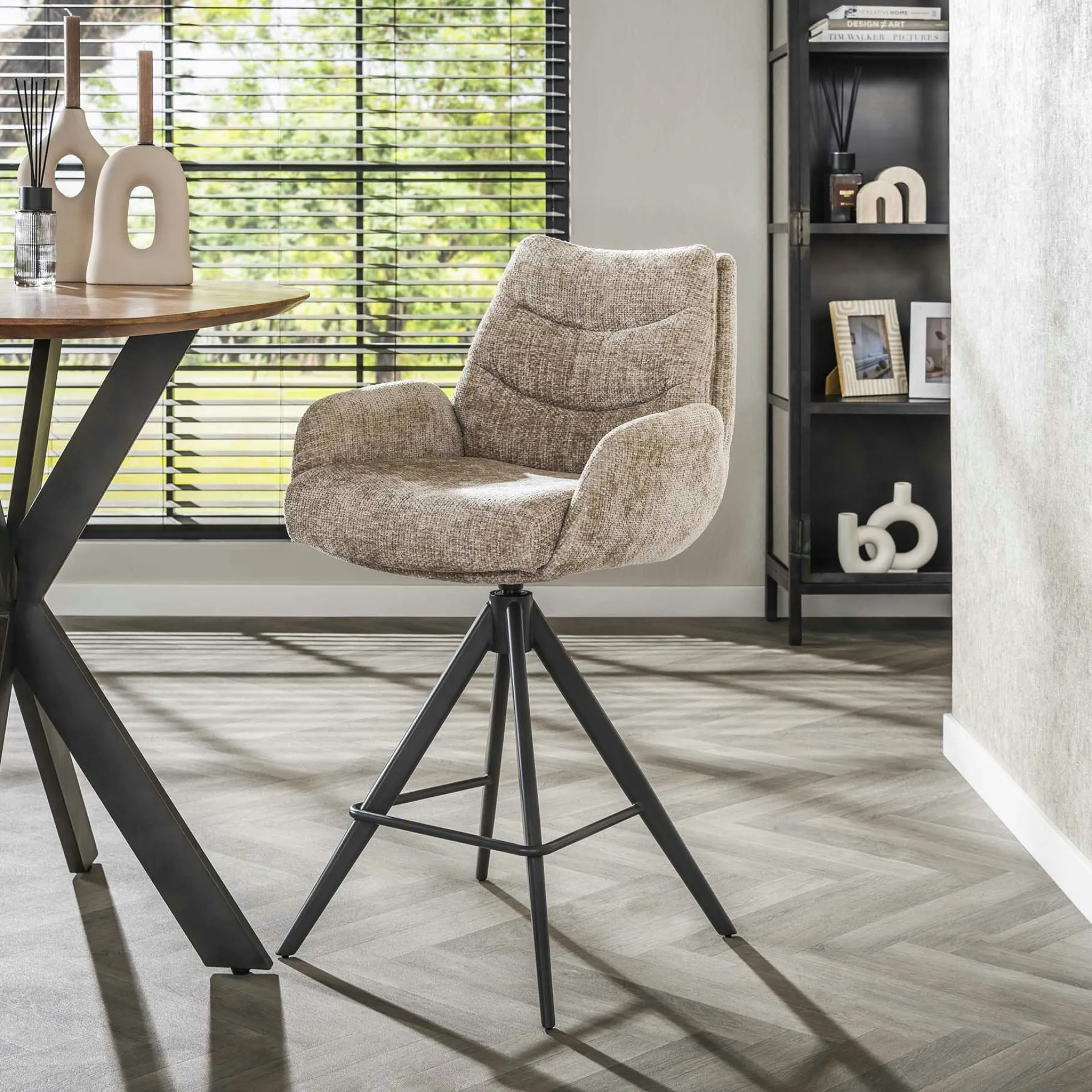 Tabouret de bar pivotant grand confort, finition beige (lot de 2) TAJ