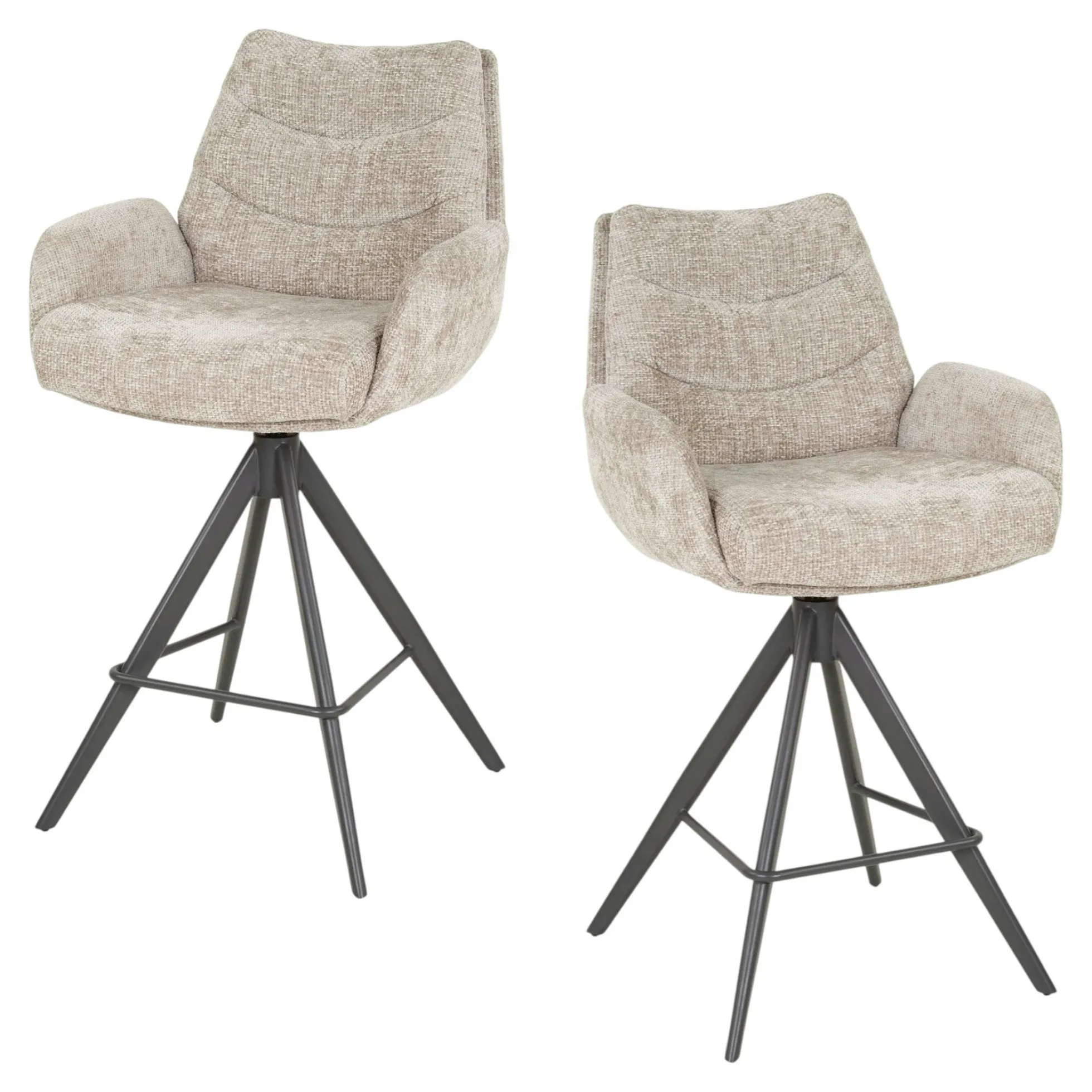 Tabouret de bar pivotant grand confort, finition beige (lot de 2) TAJ