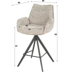 Tabouret de bar pivotant grand confort, finition beige (lot de 2) TAJ