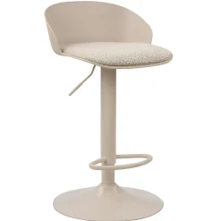 Tabouret de bar réglable métal et tissu beige (lot de 2) LEEDS