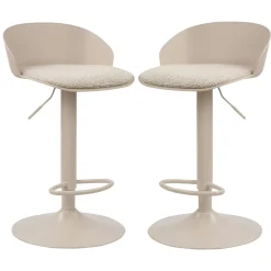 Tabouret de bar réglable métal et tissu beige (lot de 2) LEEDS