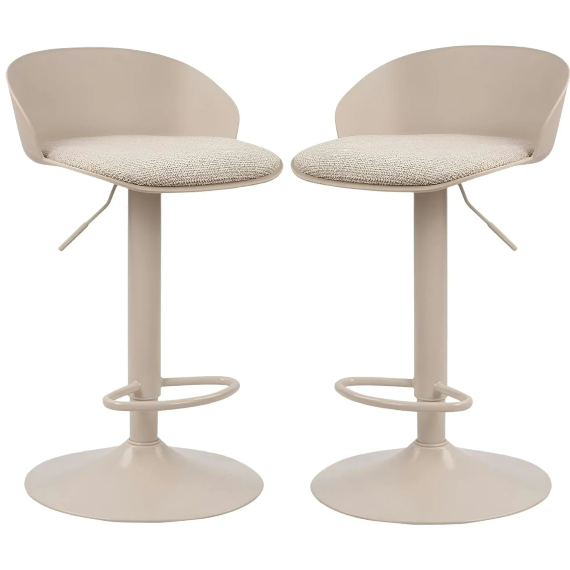Tabouret de bar réglable métal et tissu beige (lot de 2) LEEDS