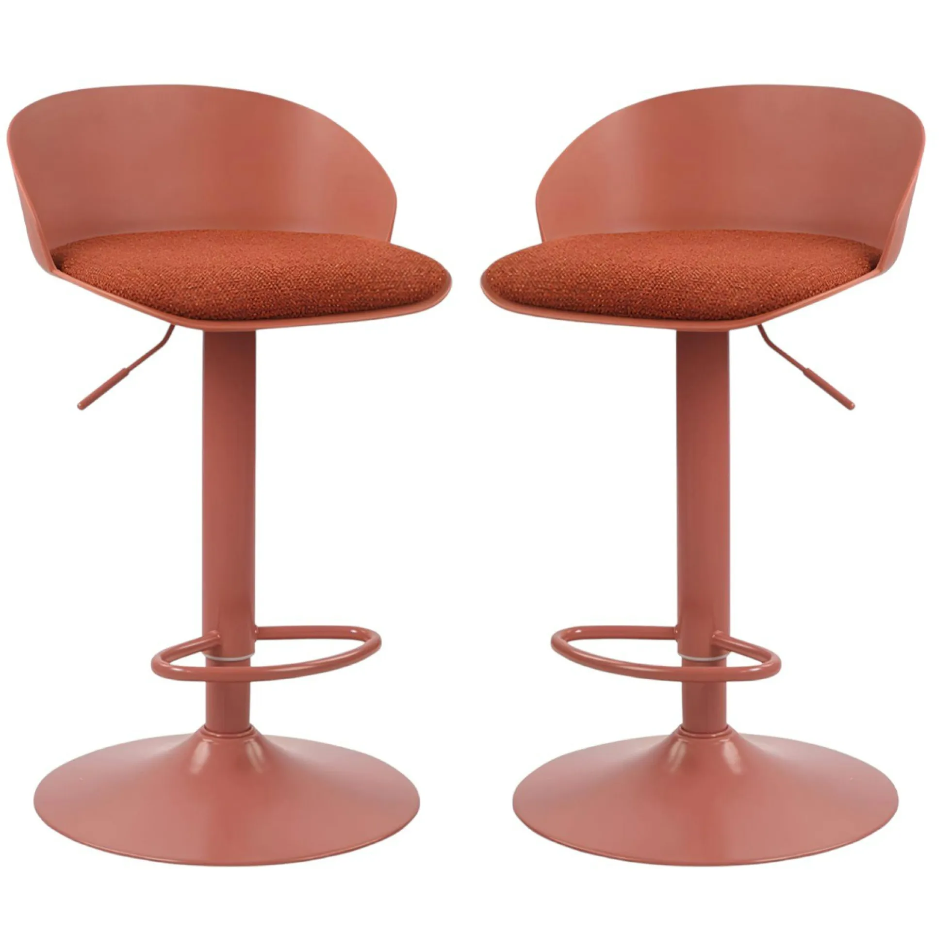 Tabouret de bar réglable métal et tissu terracotta (lot de 2) LEEDS