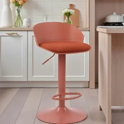 Tabouret de bar réglable métal et tissu terracotta (lot de 2) LEEDS