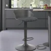 Tabouret de bar réglable métal et tissu noir (lot de 2) LEEDS