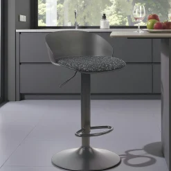 Tabouret de bar réglable métal et tissu noir (lot de 2) LEEDS