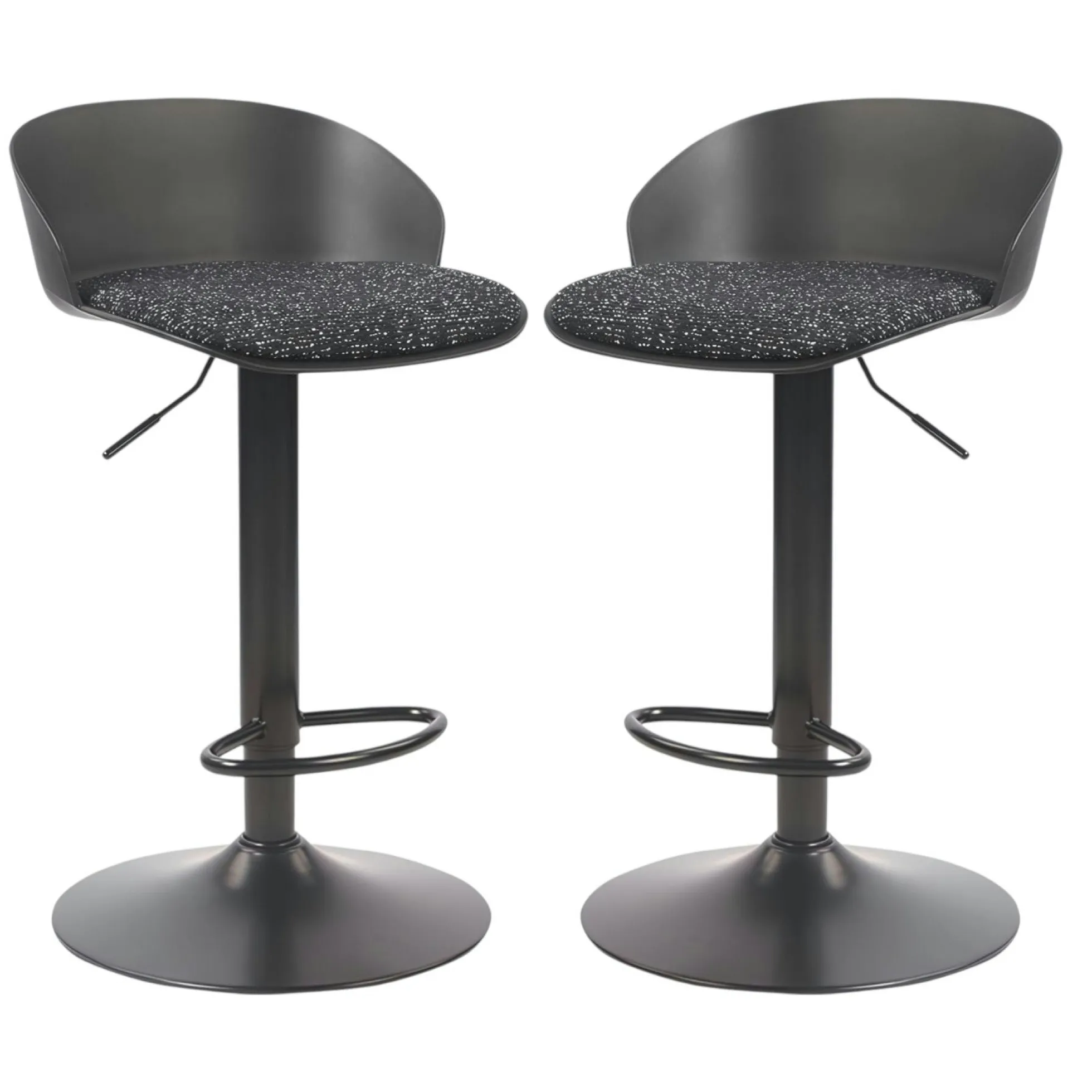 Tabouret de bar réglable métal et tissu noir (lot de 2) LEEDS