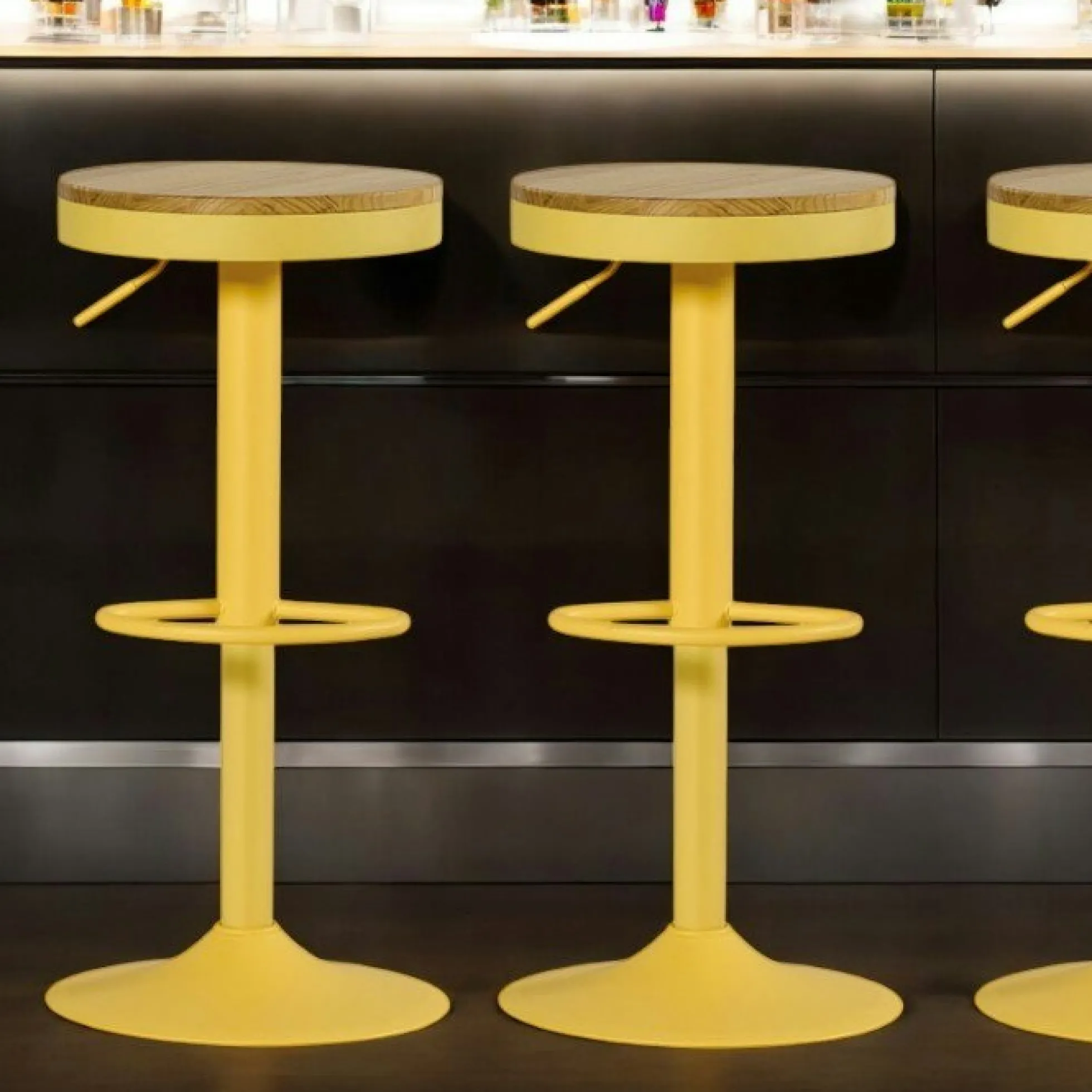 Tabouret de bar réglable métal jaune (lot de 2) LEEDS