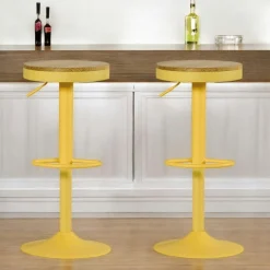 Tabouret de bar réglable métal jaune (lot de 2) LEEDS