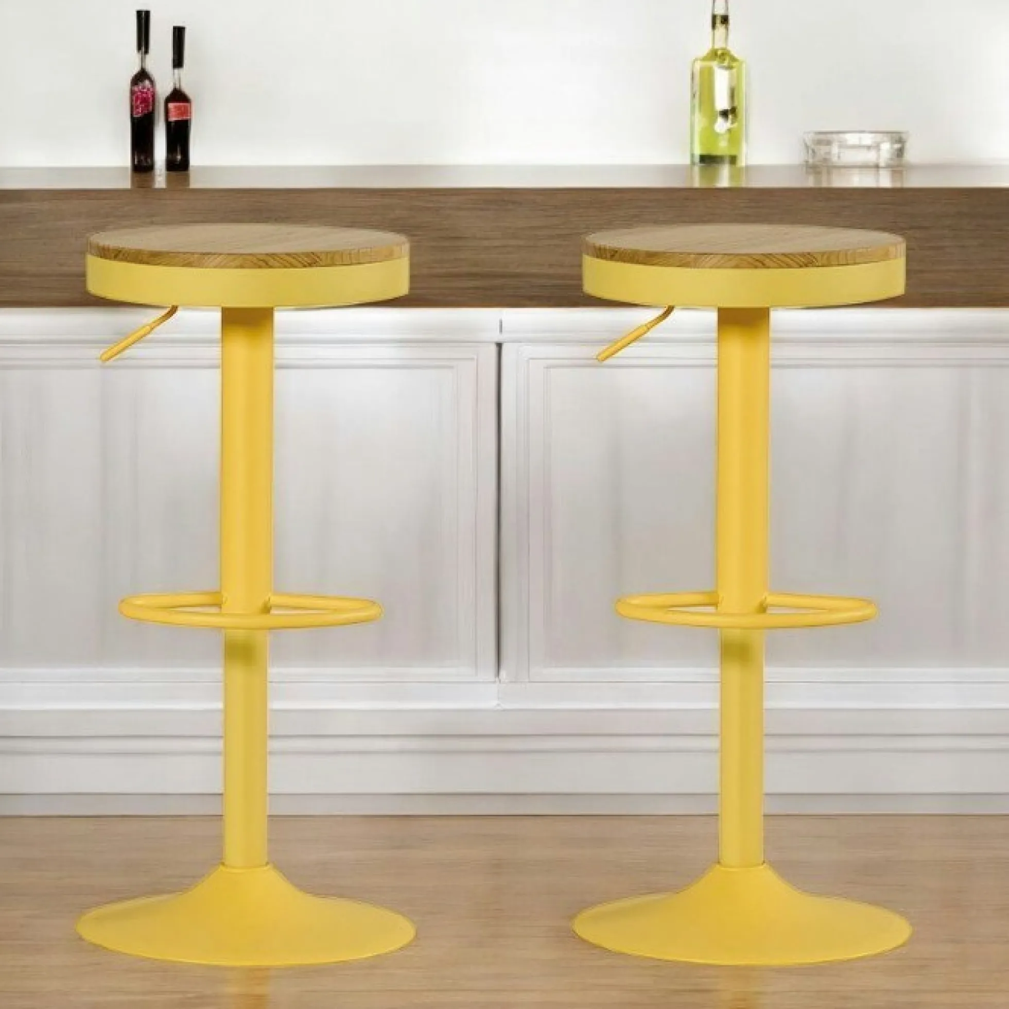 Tabouret de bar réglable métal jaune (lot de 2) LEEDS
