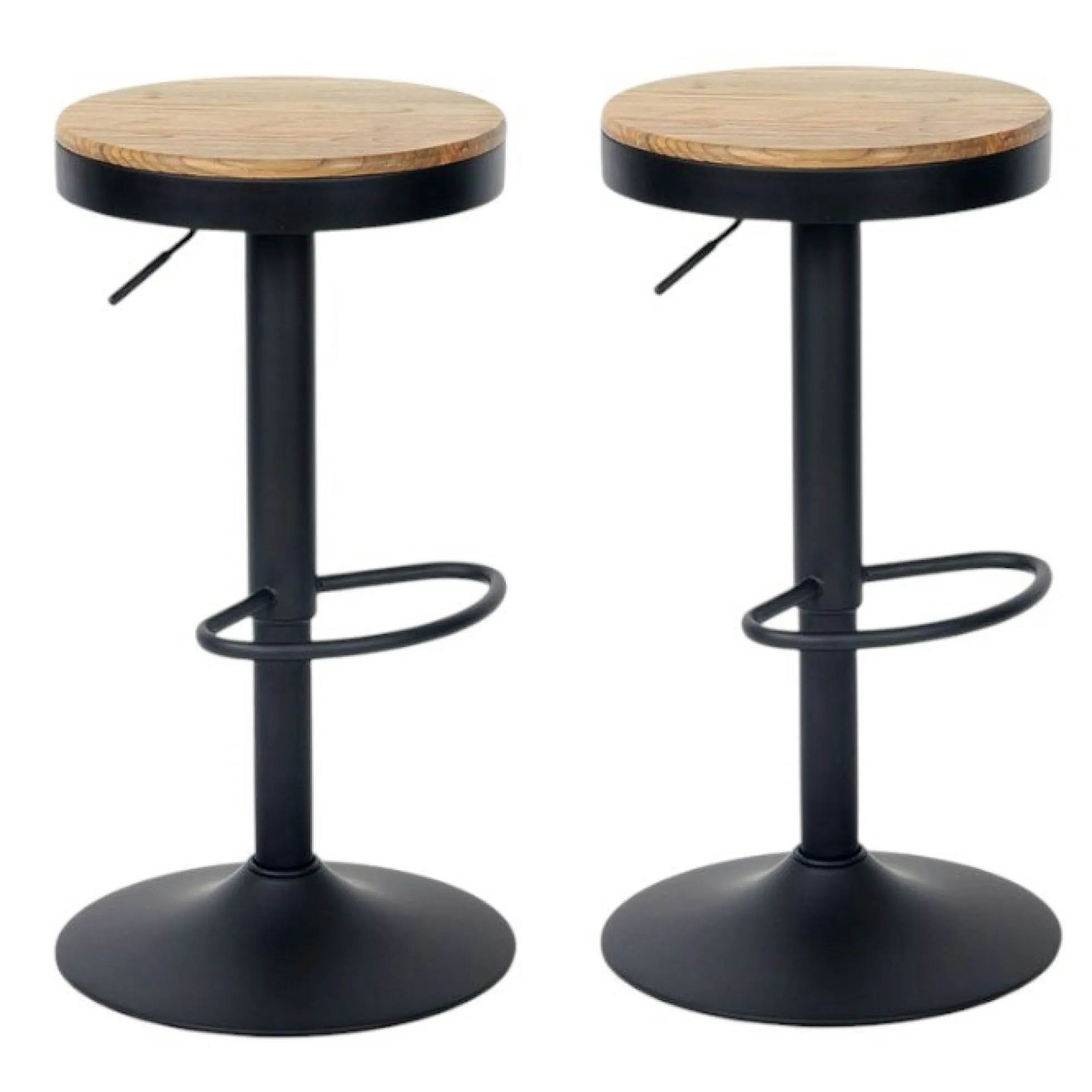 Tabouret de bar réglable métal noir (lot de 2) LEEDS